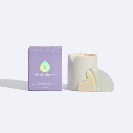 Rub Me Tender Massage Oil Candle & Gua Sha